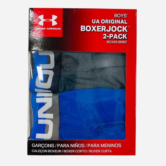 Under Armour Boys' Performance Boxer Briefs Underwear 2-Pack Blue/Gray Sz YM - Picture 4 of 7